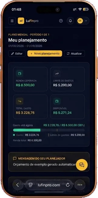 App LuFin: planejamento do mês